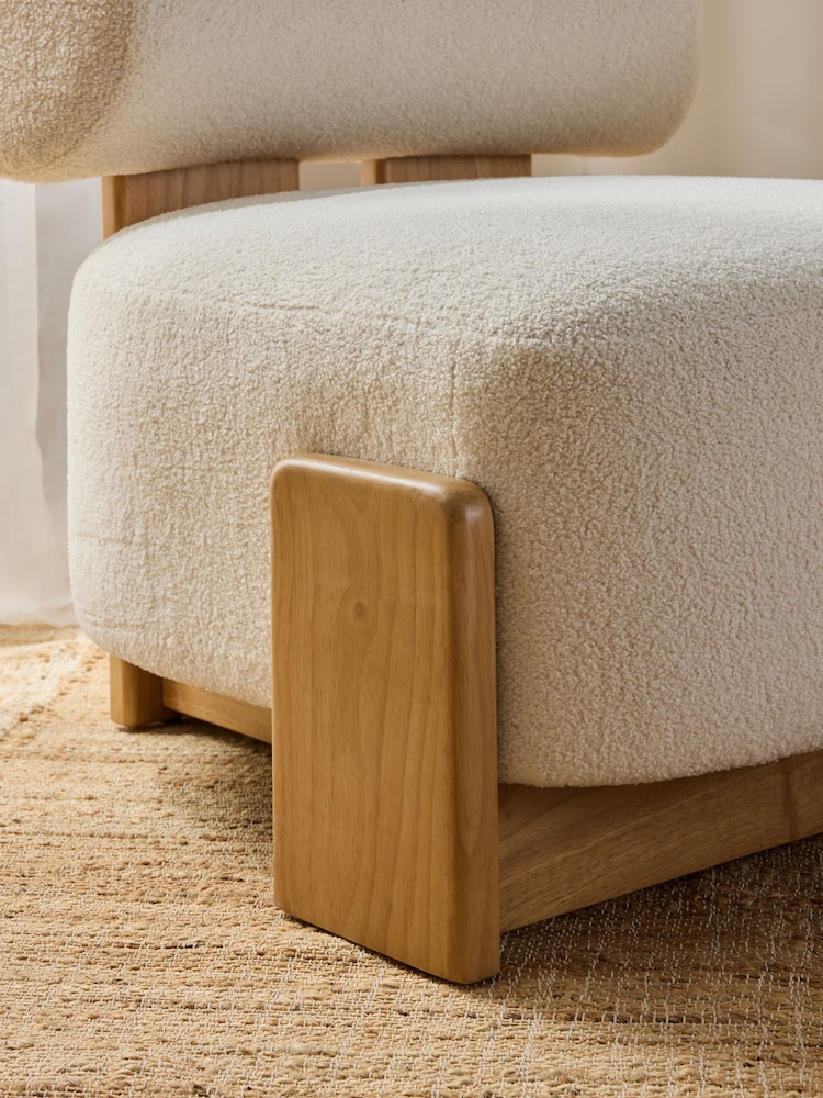 Cosy Boucle Ivory Natural Nellie Accent Chair - Image 2 of 11