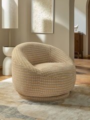 Mini Stripe Geo Ochre Yellow Hague Swivel Accent Chair - Image 1 of 10