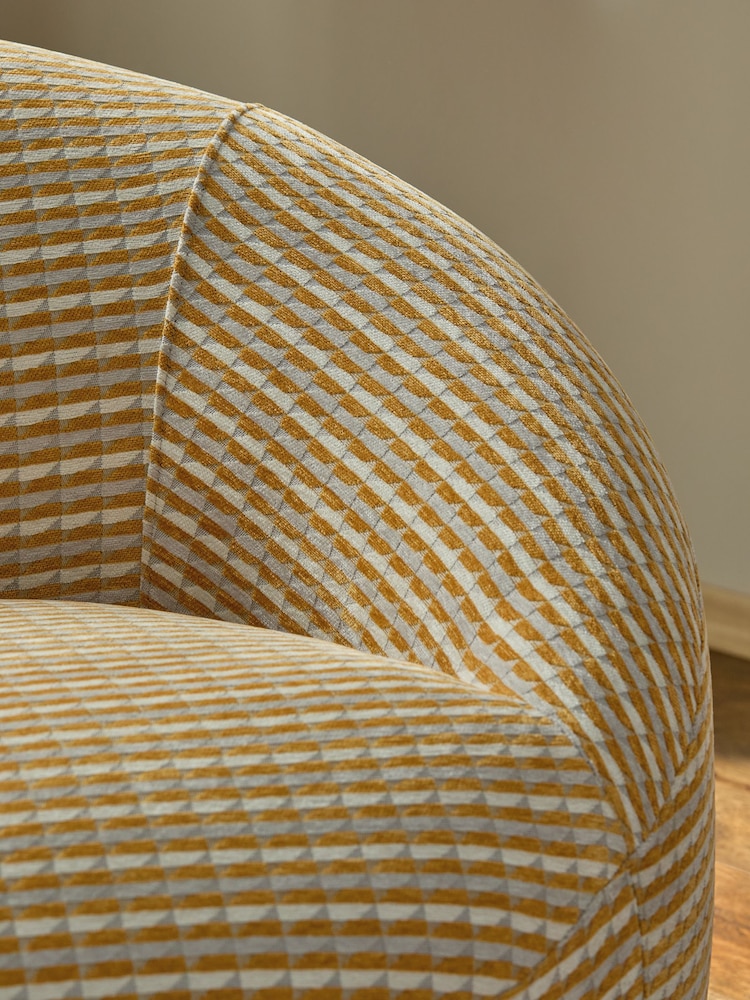 Mini Stripe Geo Ochre Yellow Hague Swivel Accent Chair - Image 2 of 10