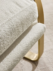 Soft Chenille Oyster Alix Metal Accent Chair - Image 2 of 9