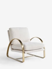 Soft Chenille Oyster Alix Metal Accent Chair - Image 5 of 9