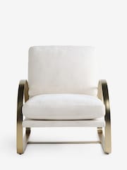 Soft Chenille Oyster Alix Metal Accent Chair - Image 6 of 9