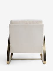Soft Chenille Oyster Alix Metal Accent Chair - Image 8 of 9
