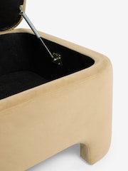 Soft Velvet Camel Brown Ebony Storage Footstool - Image 10 of 12