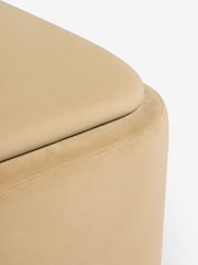 Soft Velvet Camel Brown Ebony Storage Footstool - Image 11 of 12