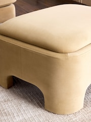 Soft Velvet Camel Brown Ebony Storage Footstool - Image 5 of 12