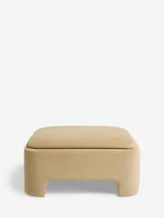 Soft Velvet Camel Brown Ebony Storage Footstool - Image 6 of 12