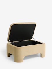 Soft Velvet Camel Brown Ebony Storage Footstool - Image 9 of 12