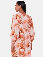 Whistles Pink Honolulu Print Gia Cotton/Linen Mix Dress - Image 2 of 5