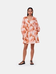 Whistles Pink Honolulu Print Gia Cotton/Linen Mix Dress - Image 3 of 5