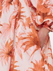 Whistles Pink Honolulu Print Gia Cotton/Linen Mix Dress - Image 4 of 5