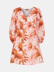 Whistles Pink Honolulu Print Gia Cotton/Linen Mix Dress - Image 5 of 5