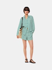 Whistles Green Seaside Stripe Linen Rich Shorts - Image 1 of 5
