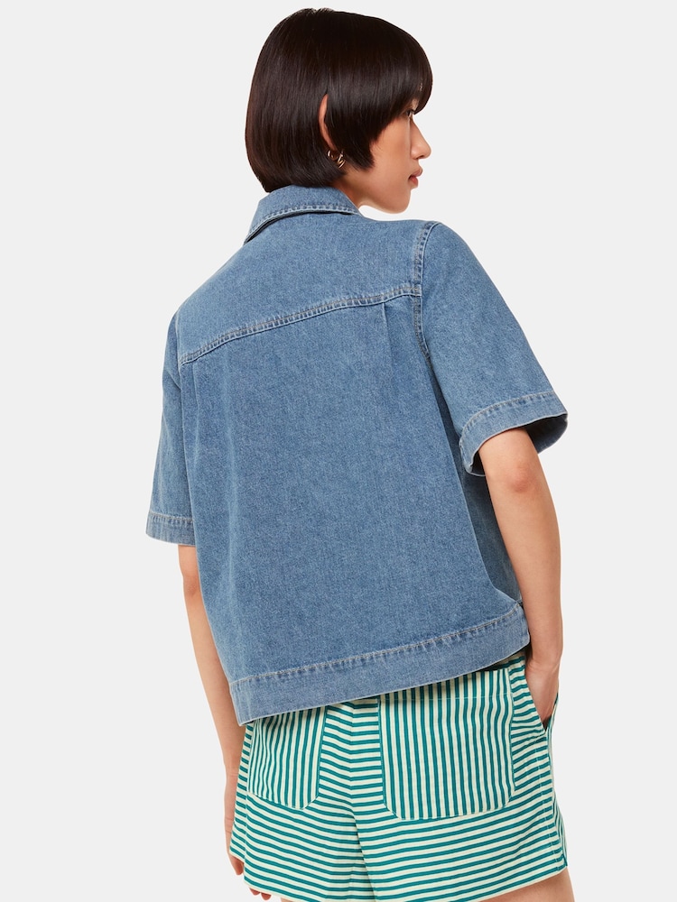 Whistles Green Seaside Stripe Linen Rich Shorts - Image 2 of 5