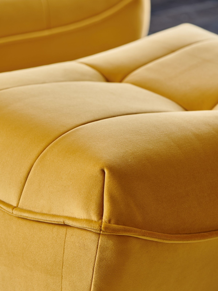 Soft Velvet Ochre Yellow Lucca Footstool - Image 2 of 7