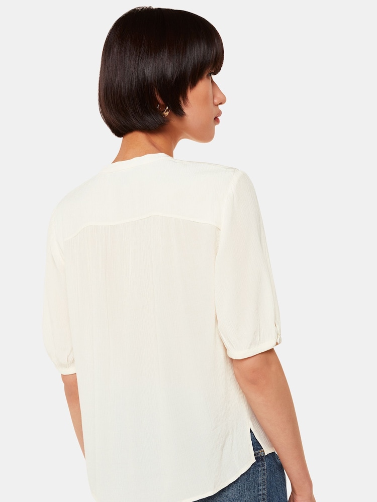Whistles White Tie Front Jessie Blouse - Image 2 of 5