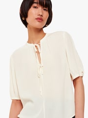 Whistles White Tie Front Jessie Blouse - Image 4 of 5