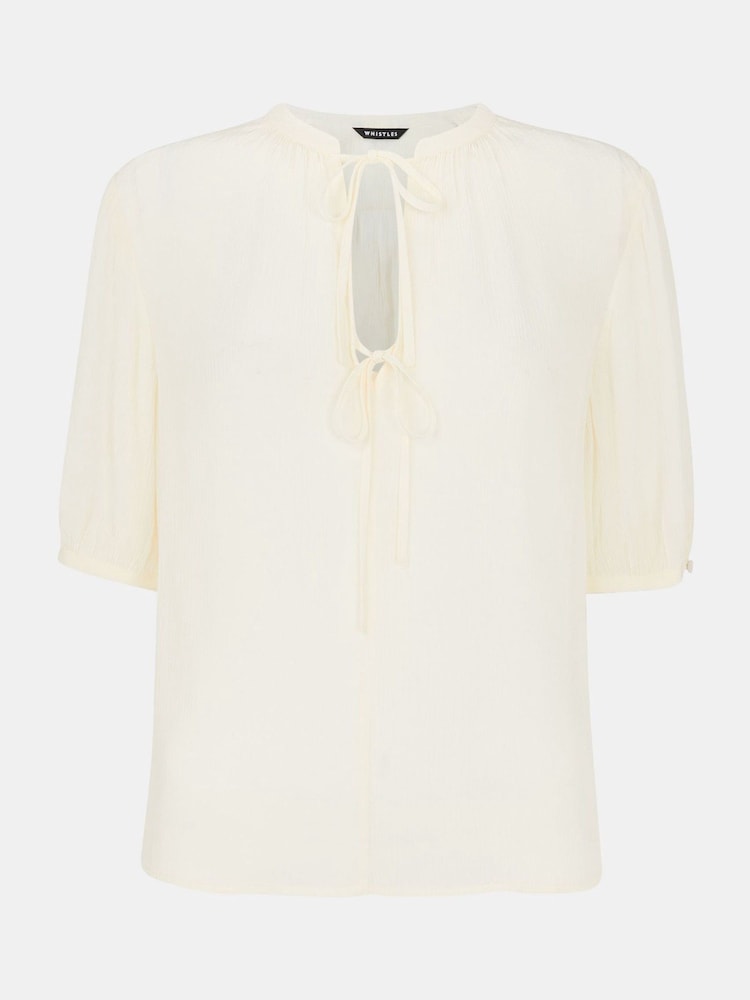 Whistles White Tie Front Jessie Blouse - Image 5 of 5