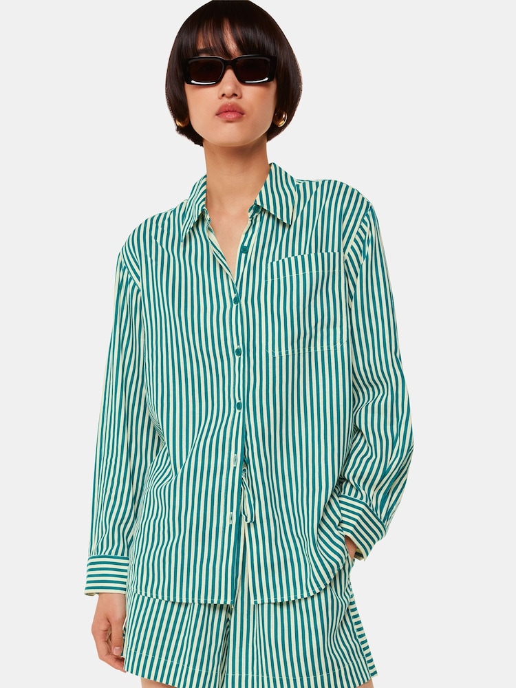 Whistles Green Seaside Stripe Shirt - Image 1 of 5