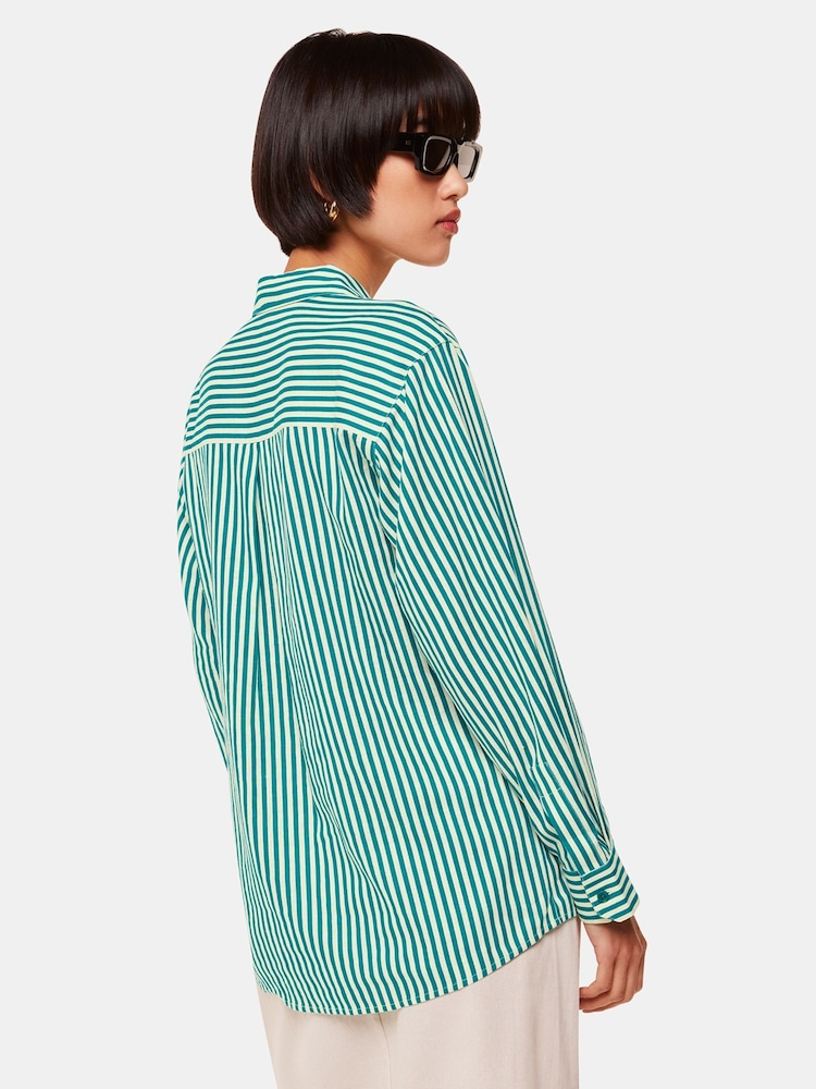 Whistles Green Seaside Stripe Shirt - Image 2 of 5