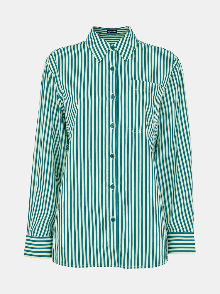Whistles Green Seaside Stripe Shirt - Image 5 of 5