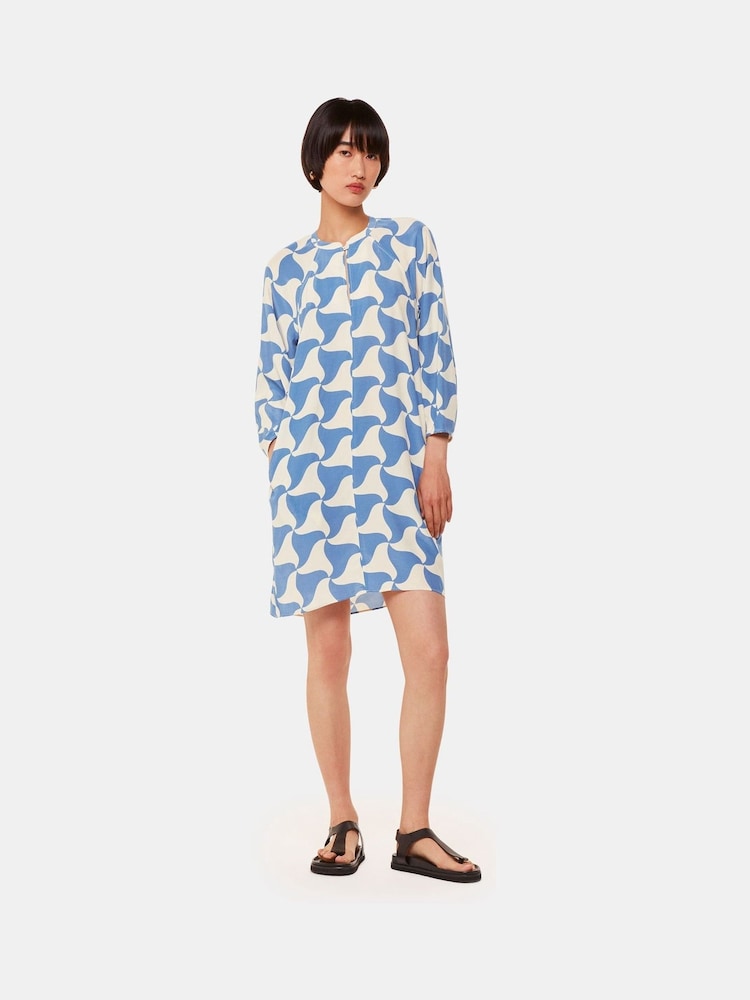 Whistles Blue Spun Triangle Dress - Image 1 of 6 Whistles Blue Spun Triangle Dress - Image 1 of 6