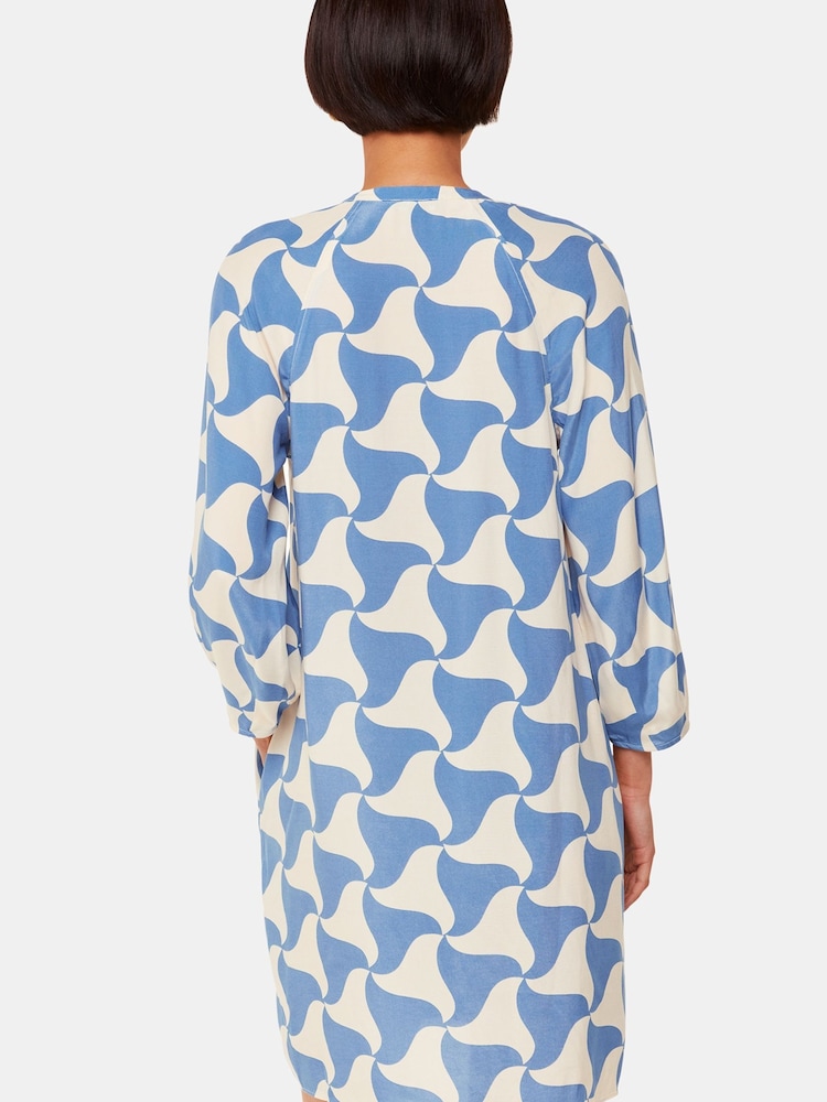 Whistles Blue Spun Triangle Dress - Image 2 of 6 Whistles Blue Spun Triangle Dress - Image 2 of 6