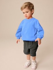 Blue/Grey Sweatshirt and Carpenter Shorts Set (3mths-7yrs) - Image 1 of 10