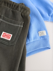 Blue/Grey Sweatshirt and Carpenter Shorts Set (3mths-7yrs) - Image 10 of 10
