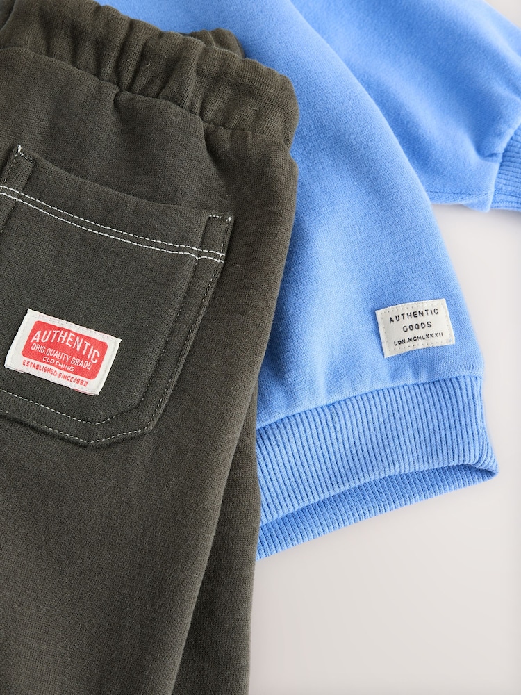 Blue/Grey Sweatshirt and Carpenter Shorts Set (3mths-7yrs) - Image 10 of 10