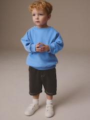 Blue/Grey Sweatshirt and Carpenter Shorts Set (3mths-7yrs) - Image 2 of 10