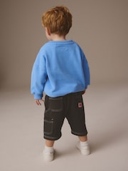 Blue/Grey Sweatshirt and Carpenter Shorts Set (3mths-7yrs) - Image 4 of 10