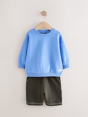 Blue/Grey Sweatshirt and Carpenter Shorts Set (3mths-7yrs) - Image 6 of 10