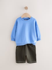 Blue/Grey Sweatshirt and Carpenter Shorts Set (3mths-7yrs) - Image 7 of 10