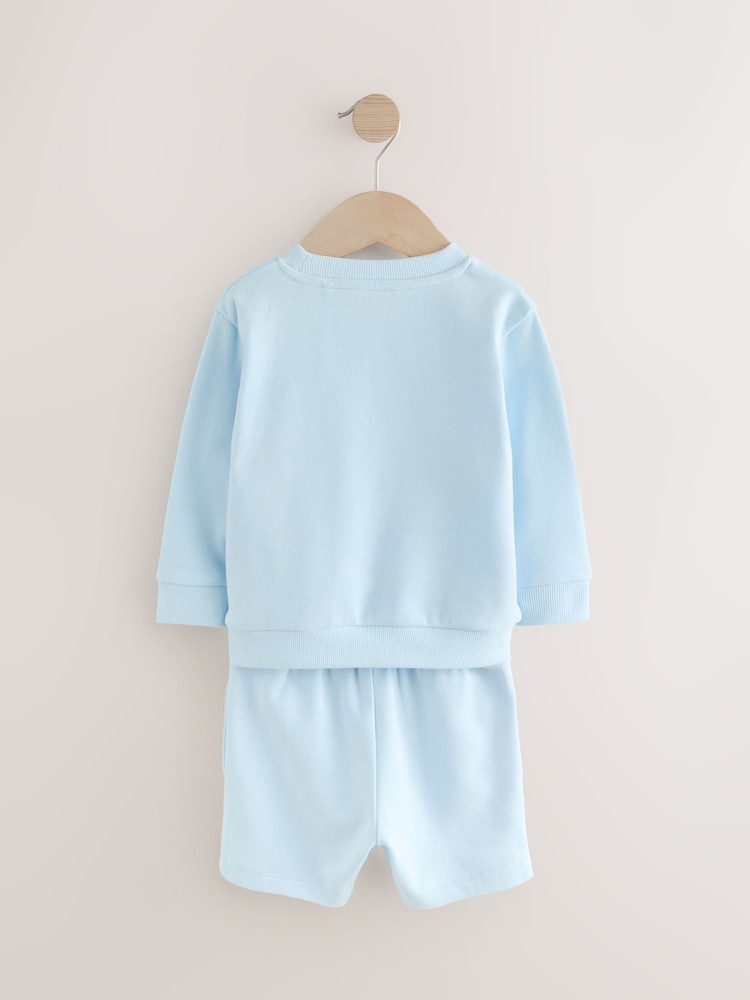 Light Blue Jersey Sweatshirt and Shorts Set (3mths-7yrs) - Image 6 of 8