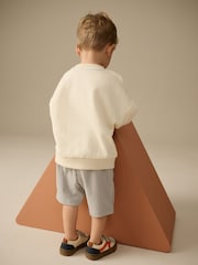 Ecru White/Blue Sweatshirt and Shorts Set (3mths-8yrs) - Image 3 of 8