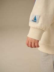 Ecru White/Blue Sweatshirt and Shorts Set (3mths-8yrs) - Image 5 of 8