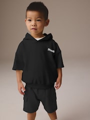 Black Utility 100% Cotton Hoodie and Shorts Set (3mths-7yrs) - Image 1 of 6