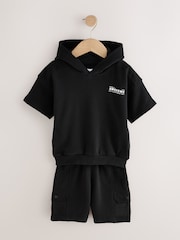 Black Utility 100% Cotton Hoodie and Shorts Set (3mths-7yrs) - Image 2 of 6
