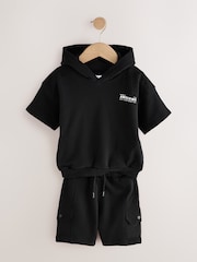 Black Utility 100% Cotton Hoodie and Shorts Set (3mths-7yrs) - Image 3 of 6