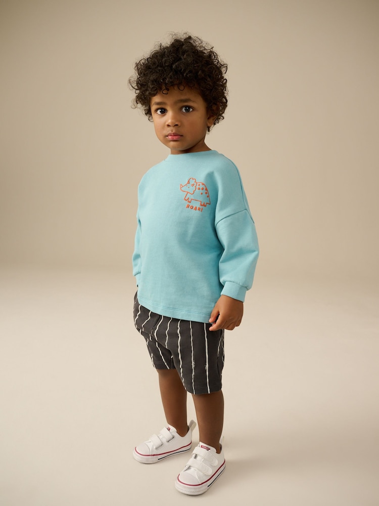 Blue/Black Sweatshirt and Shorts Set (3mths-7yrs) - Image 1 of 5