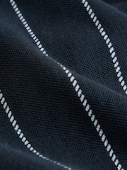 Navy Blue Stripe 100% Cotton Jersey Letterman Jacket and Shorts Set (3mths-7yrs) - Image 9 of 10