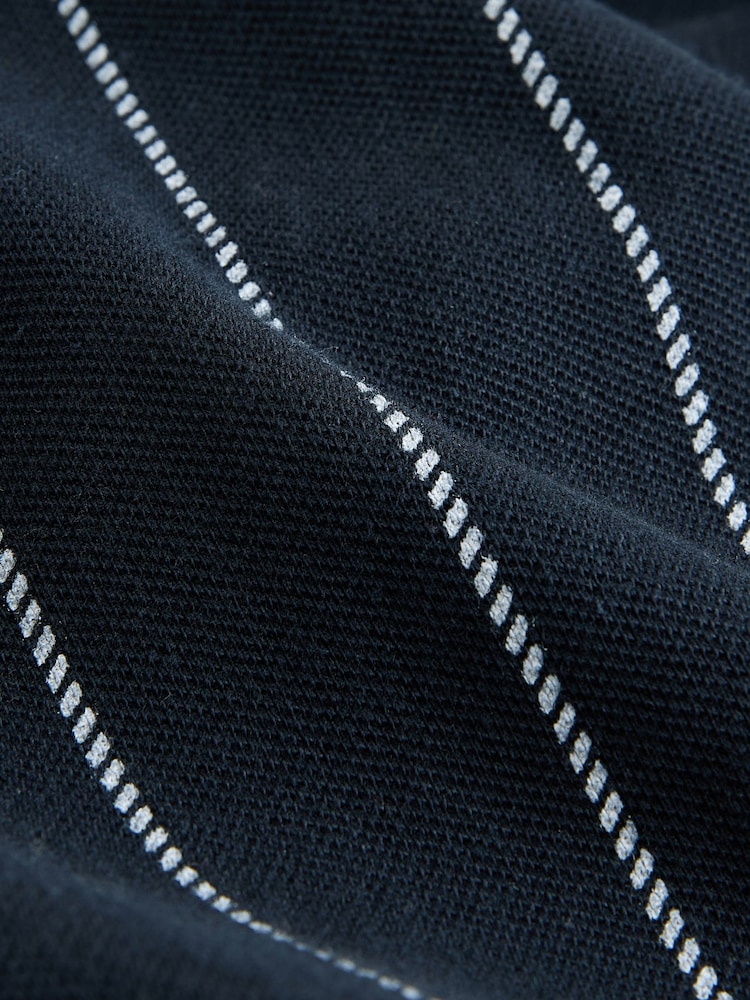Navy Blue Stripe 100% Cotton Jersey Letterman Jacket and Shorts Set (3mths-7yrs) - Image 9 of 10