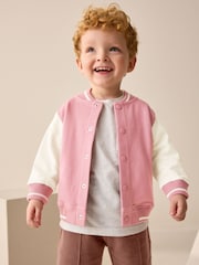 Pink/Brown Jersey Letterman 100% Cotton Jacket and Shorts Set (3mths-7yrs) - Image 2 of 6