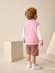 Pink/Brown Jersey Letterman 100% Cotton Jacket and Shorts Set (3mths-7yrs) - Image 3 of 6