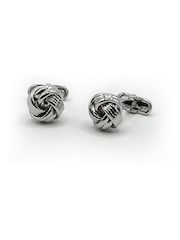 Tono plateado - Savile Row Company Rhodium Plated Knot Cufflinks - Imagen 1 de 2