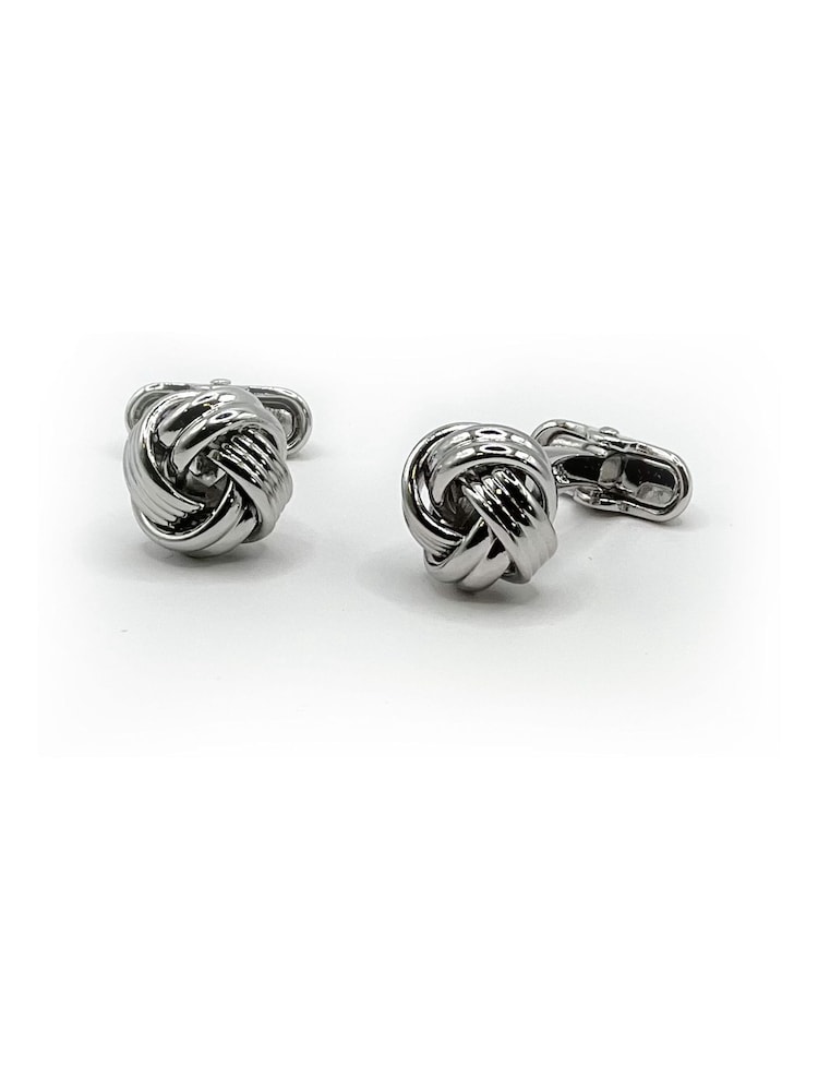 Tono plateado - Savile Row Company Rhodium Plated Knot Cufflinks - Imagen 1 de 2