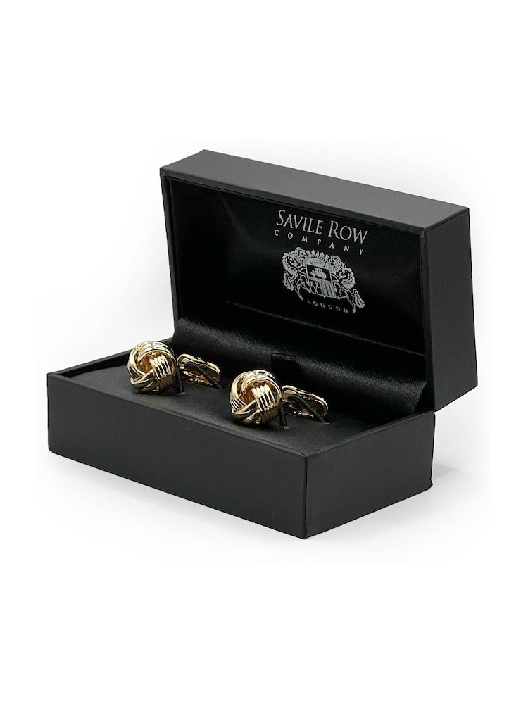 Tono dorado - Savile Row Company Rhodium Plated Knot Cufflinks - Imagen 2 de 2