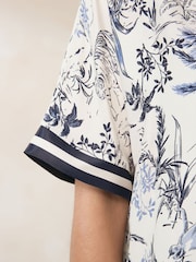 Blue V-Neck Collared Satin Shirt - Image 4 of 7