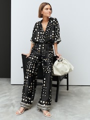 Black Spot Wide Leg Satin Trousers - Image 1 of 8